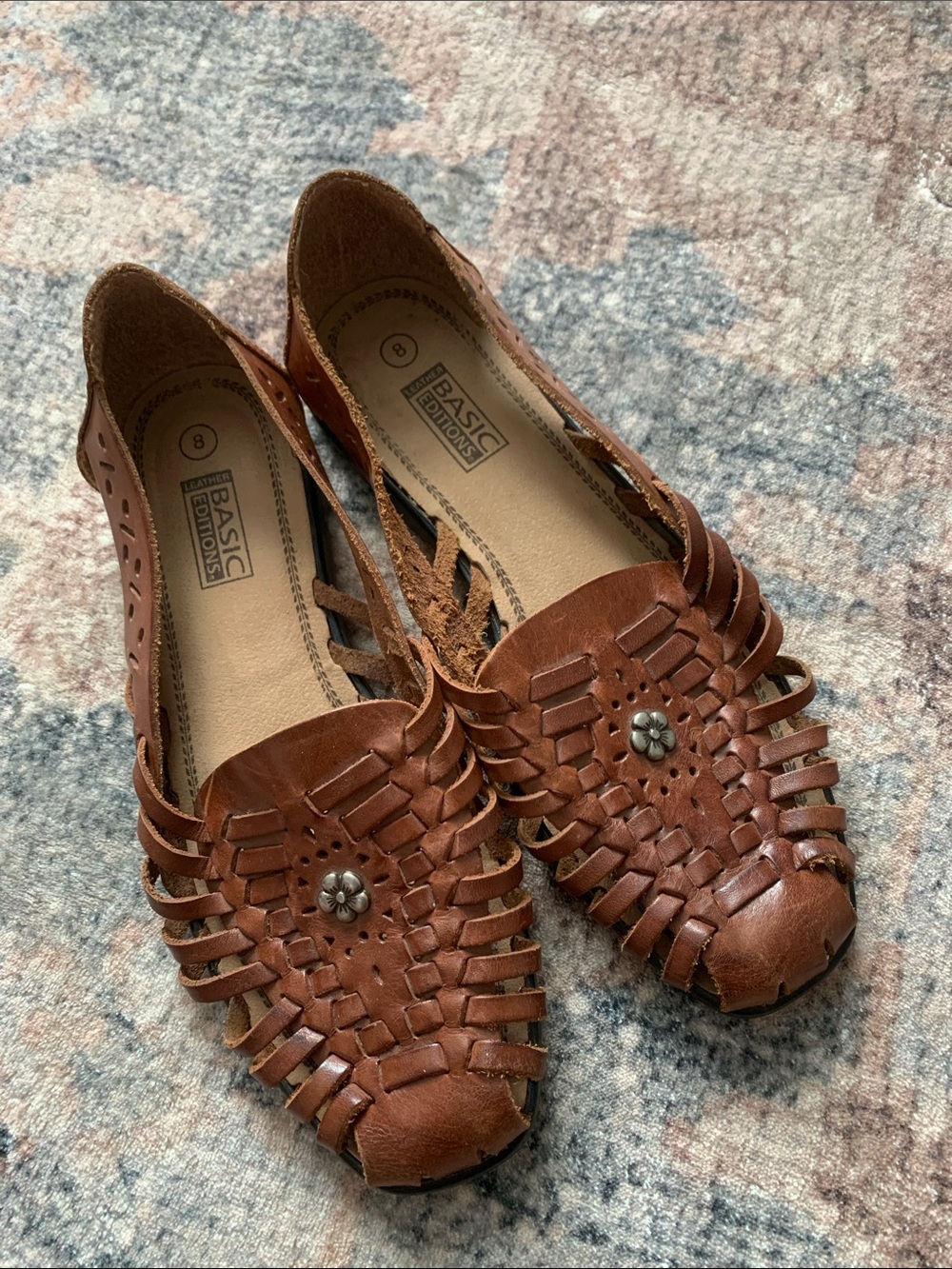 Basic Editions Tan Woven Huarache Slip-On Flats